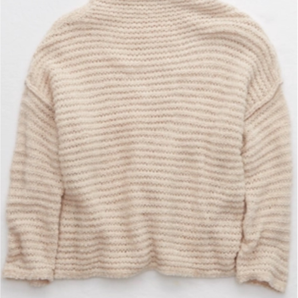 Aerie Cream and Tan Turtleneck Sweater